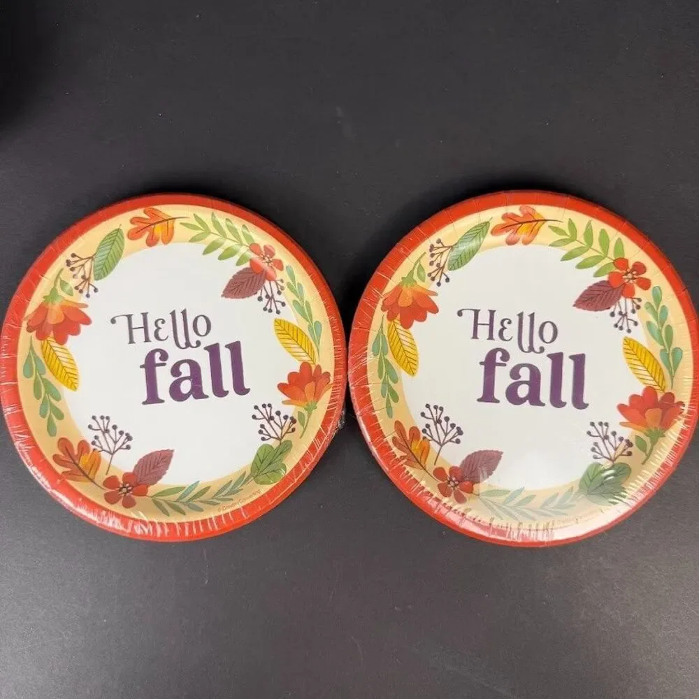 3 Packs Small Paper Plates, 4 Packs Paper Luncheon Napkins-Fall/Thanksgiving-NEW